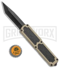 Titan Tan D/A OTF Automatic Knife - Tanto Black Plain -Kershaw Shop Titan Tan DA OTF Auto Tanto Black GX 36376 jr bottlecap large