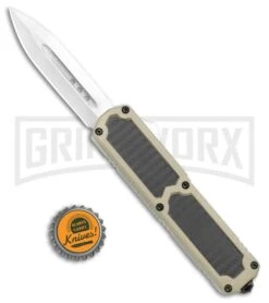 Titan Tan D/A OTF Sim Carbon Fiber Automatic Knife - Dagger Satin Plain -Kershaw Shop Titan Tan DA OTF Sim CF Auto Dagger Satin GX 25634 jr bottlecap large