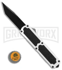 Titan White D/A OTF Automatic Knife - Tanto Black Plain -Kershaw Shop Titan White DA tanto black plain BP 25701 er bottlecap large