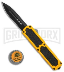 Titan Yellow D/A OTF Automatic Knife - Dagger Black -Kershaw Shop Titan Yellow DA Dagger black BP 27633 er bottlecap large