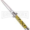 SKM AB 9" Italian Stiletto Yellow Swirl Killer Bee Automatic Knife - Dagger -Kershaw Shop ab 9 stiletto dagger yellow killer bee large