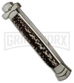 A.G.A. Campolin 11" Maltese Cross Stiletto Stag Automatic Knife - Bayonet -Kershaw Shop aga 11in stag horn maltese side large