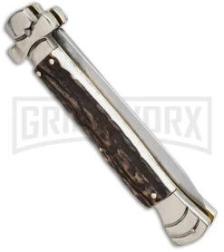 A.G.A. Campolin 9" Maltese Cross Stiletto Stag Automatic Knife - Dagger -Kershaw Shop aga 9 stag maltese dagger side large