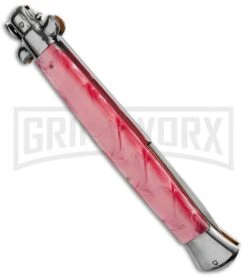 A.G.A. Campolin 18" Pink Acrylic Stiletto Automatic Knife - Bayonet -Kershaw Shop aga campolin 18 red stiletto side large