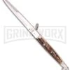 A.G.A. Campolin 12" Stag Horn Sicilian Ring Pull Automatic Knife - Bayonet -Kershaw Shop aga campolin sicilian ring pull stag large