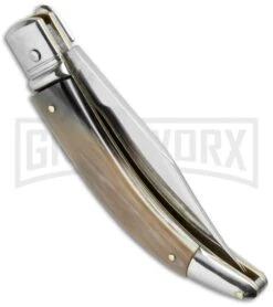 AGA Campolin Diana Honey Horn Lever Lock Automatic Knife - Satin Plain 6 AGA Campolin Diana Honey Horn Lever Lock Automatic Knife - Satin Plain -Kershaw Shop aga diana leverlock honey horn side cm large