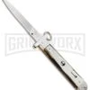 AGA Campolin 9" Francese Ring Pull Brazilian Horn Automatic Knife - Flat -Kershaw Shop aga francese ring brazillian large