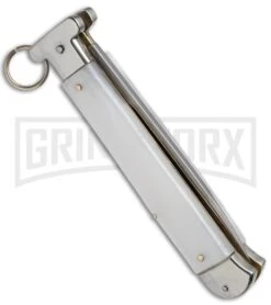 AGA Campolin 9" Francese Ring Pull White Pearlex Automatic Knife - Flat -Kershaw Shop aga francese ring white pearl side large