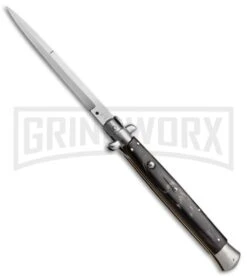 SKM 13" Italian Stiletto Dark Horn Automatic Knife - Bayonet