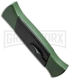 AKC 777 Blackfinger Green/Black OTF Automatic Knife - Flat Grind Satin Plain -Kershaw Shop akc 777 green satin flat side cm large
