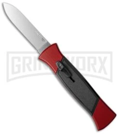 AKC 777 Blackfinger Red/Black OTF Automatic Knife - Flat Grind Satin Plain
