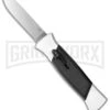 AKC 777 Blackfinger White/Black OTF Automatic Knife - Flat Grind Satin Plain -Kershaw Shop akc 777 white satin flat cm large