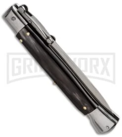 AKC 9" Italian Stiletto Swinguard Brazilian Horn Automatic Knife - Dagger -Kershaw Shop akc 9 braz swing dagger side large