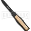 AKC Gravit-E Black/Wood Manual OTF Knife - Black Plain -Kershaw Shop akc black natural black large