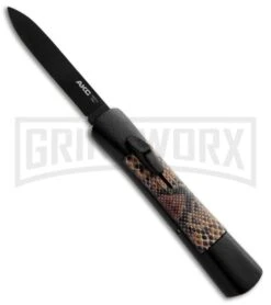 AKC Concord Snake OTF Automatic Knife - Flat Grind Black Plain