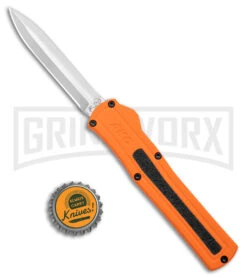 AKC F-20 Orange D/A OTF Dagger Automatic Knife - Satin Plain -Kershaw Shop akc f 20 da otf auto black Orange aluminum Satin dagger BHQ 177350 jr bottlecap large