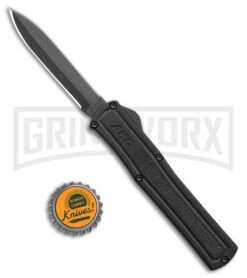 AKC F-20 Black D/A OTF Automatic Knife - Dagger Black Plain -Kershaw Shop akc f 20 da otf auto black aluminum black dagger BHQ 177898 jr bottlecap large