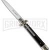 AKC 9" Leverletto Dark Horn Automatic Knife - Flat Grind