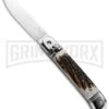 AKC 8" Italian Stiletto Lever Lock Stag Horn Automatic Knife - Flat Grind 1 AKC 8" Italian Stiletto Lever Lock Stag Horn Automatic Knife - Flat Grind -Kershaw Shop akc lever lock stag BHQ 50856 jr large