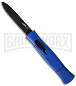 AKC 077 Blue OTF Automatic Knife - Black Flat