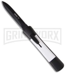 AKC Concord Black/White OTF Automatic Knife - Dagger Black Plain