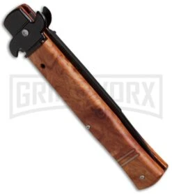 AKC Bill DeShivs Tactical Sim Briar Leverletto Automatic Knife - Black Plain -Kershaw Shop akc sim briar leverletto bayo side large