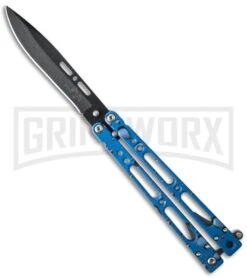 Bear OPS Bear Song IV Blue Raindrop Butterfly Knife - Black Plain