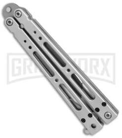 Bear OPS Bear Song IV Silver Tanto Butterfly Knife - Bead Blast Plain -Kershaw Shop bear ops bear song tanto bb B 410 AP 35027 BHQ 37242 er side large