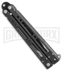Bear OPS Bear Song IV Carbon Fiber Balisong Butterfly Knife - Black Plain -Kershaw Shop bear ops song IV cf black B 400 CF B BHQ 50069 er side large