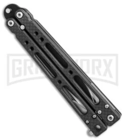 Bear OPS Bear Song IV Carbon Fiber Balisong Butterfly Knife - Black Plain -Kershaw Shop bear ops song IV cf black B 400 CF B BHQ 50069 er spine large