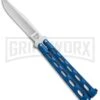 Bear And Son Knives 114 Blue Balisong Butterfly Knife - Satin Plain 4TH18