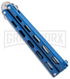 Bear And Son Knives 114 Blue Balisong Butterfly Knife - Satin Plain 4TH18 -Kershaw Shop bearson 5in blue satin 114bl BHQ 36771 jr side large