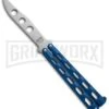 Bear And Son Knives 114 Blue Balisong Trainer Butterfly Knife - Satin Plain