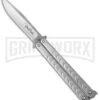 Benchmark Bowie Butterfly Knife - Stonewash Plain -Kershaw Shop benchmark butterfly bm001 backwards cm large