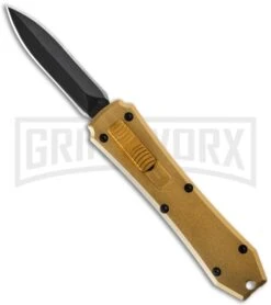 Coffin Blaster Gold DA/OTF Automatic Knife - Black Plain