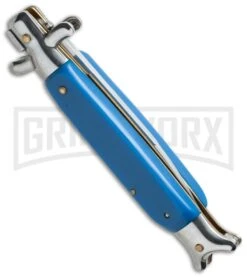 9" Sharksfin Stiletto Blue Automatic Knife - Satin Plain -Kershaw Shop blade play stilleto gbs24 side cm large