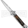 Milano 9" Stiletto Brown Acrylic Automatic Knife - Bayonet