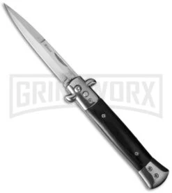 Milano 9" Stiletto Black Wood Automatic Knife - Bayonet
