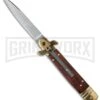 8" Leverlock Rosewood Automatic Knife - Bayonet -Kershaw Shop bladeplay stilleto gbs63 cm large