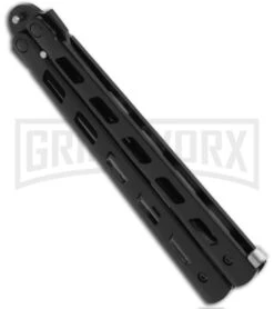 Monarch Strap Cutter Balisong Butterfly Knife Trainer - Black Plain -Kershaw Shop bp black wg837 side large