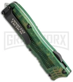 Conquest Tactical Fury Green Camo D/A OTF Automatic Knife - Stonewash Plain -Kershaw Shop conquest tactical cm st bk side cm large