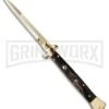 Frank B. 11" Italian Stiletto Dark Horn Automatic Knife - Gold Bayonet -Kershaw Shop fb 11 dh bayo gold jm large