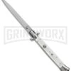 Frank B. 11" Italian Stiletto White Pearlex Automatic Knife - Flat Grind