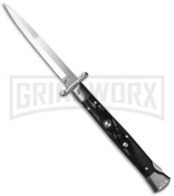 Frank B. 11" Italian Stiletto Swinguard Dark Horn Automatic Knife - Bayonet