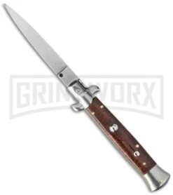 Frank B. 9" Italian Stiletto Cocobolo Wood Automatic Knife - Flat