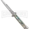 Frank B. 9" Italian Stiletto Abalone Filework Automatic Knife - Bayonet -Kershaw Shop frank b Stilletos 9in abalone large