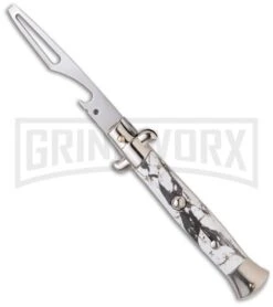 Frank B 8.5" Stiletto White Marble Automatic Bottle Opener