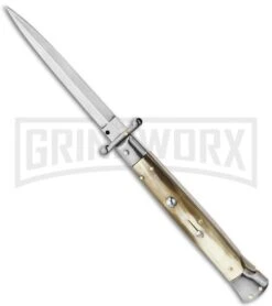 Frank B. 11" Italian Stiletto Swinguard Honey Horn Automatic Knife - Dagger