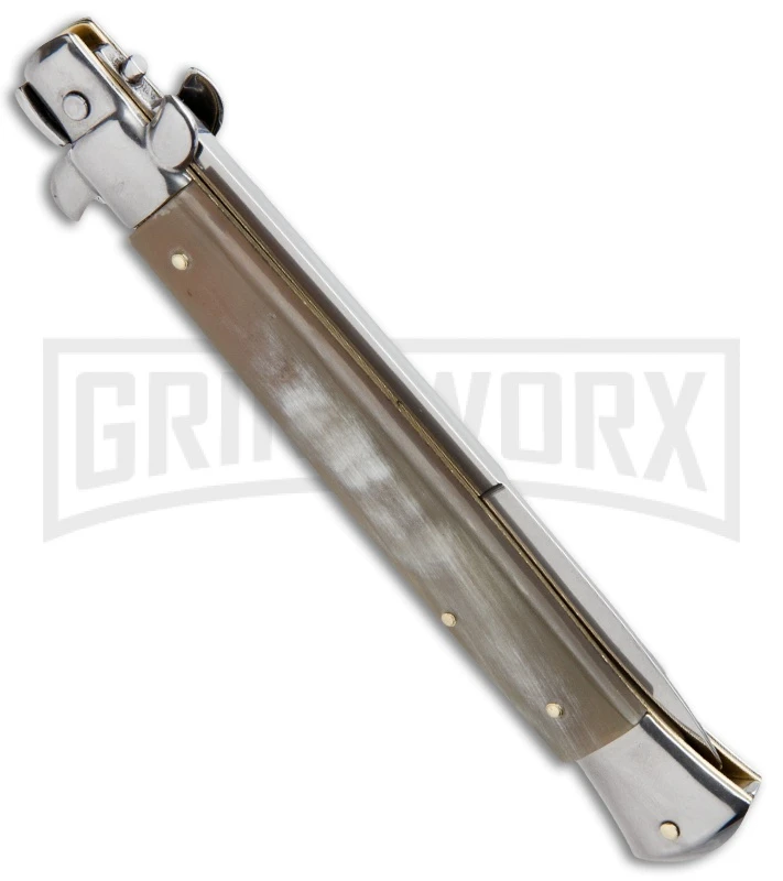 Frank B. 11" Italian Stiletto Honey Horn Automatic Knife - Bayonet 4 Frank B. 11" Italian Stiletto Honey Horn Automatic Knife - Bayonet - Image 2