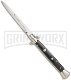 Frank B. 11" Italian Stiletto Black Acrylic Automatic Knife - Bayonet